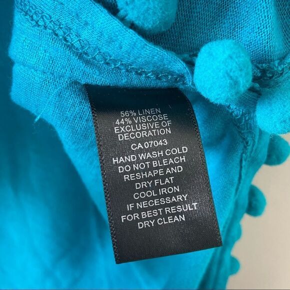 NWT-CUPIO Linen Blend Pom Pom Tank Top (Size:Large) - Picture 8 of 9